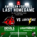 🏈 LAST HOMEGAME – Gelsenkirchen Devils empfangen die Lüdenscheid Lightnings!